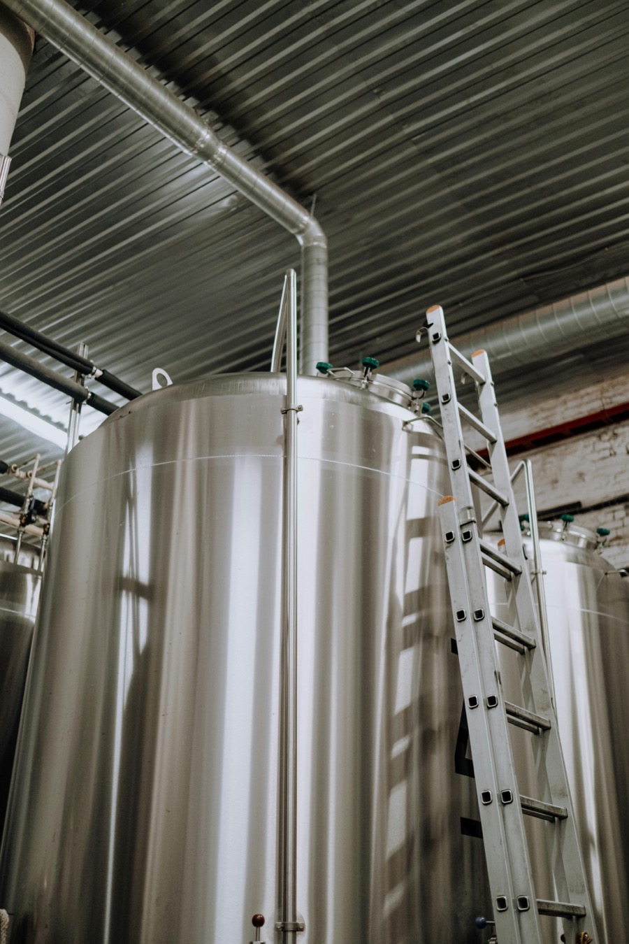 Serbatoi di fermentazione in un birrificio artigianale